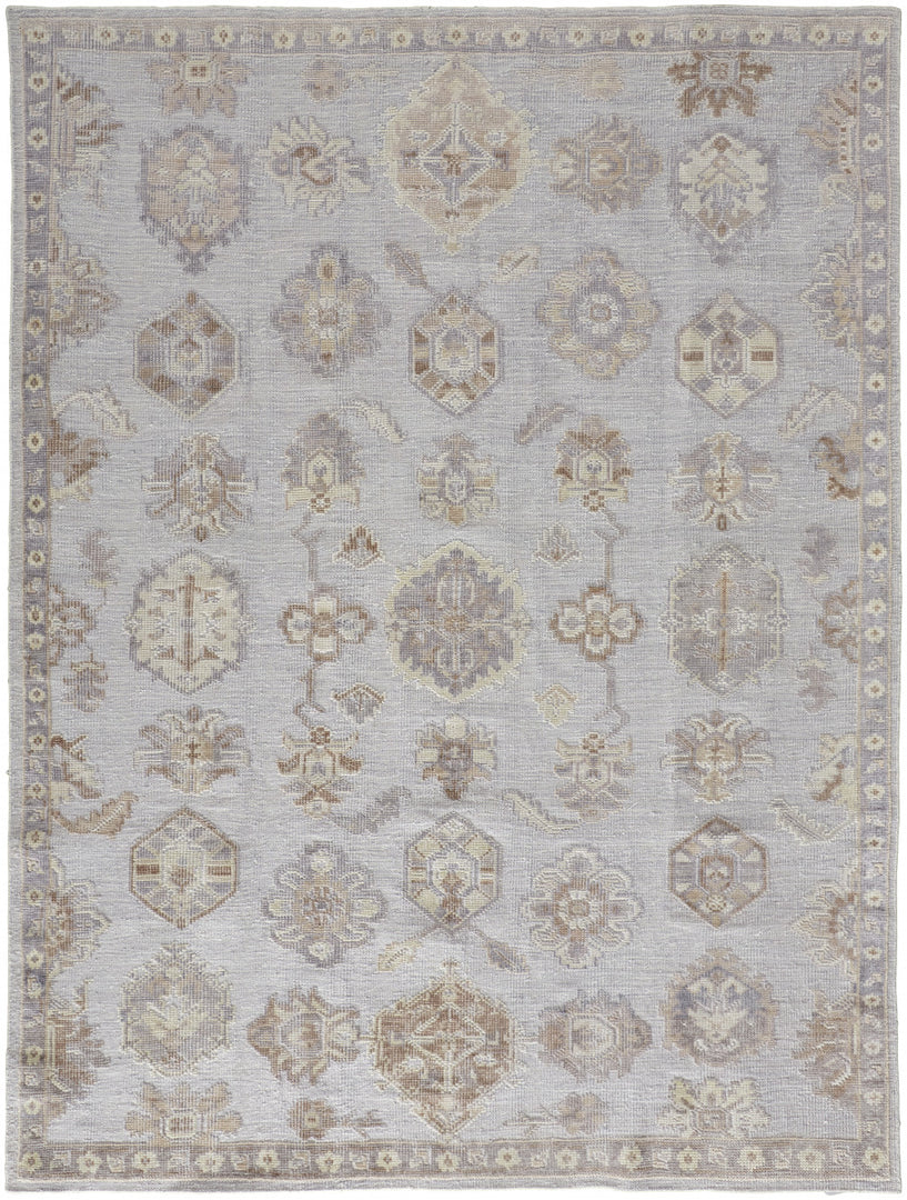 4' X 6' Gray and Ivory Floral Hand Knotted Area Rug