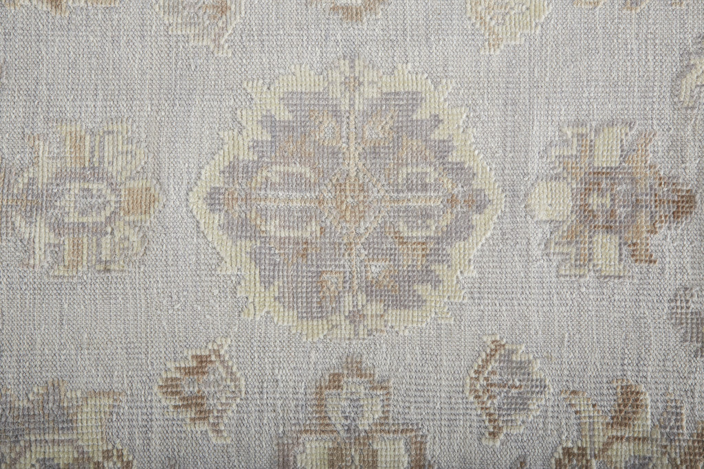 4' X 6' Gray and Ivory Floral Hand Knotted Area Rug