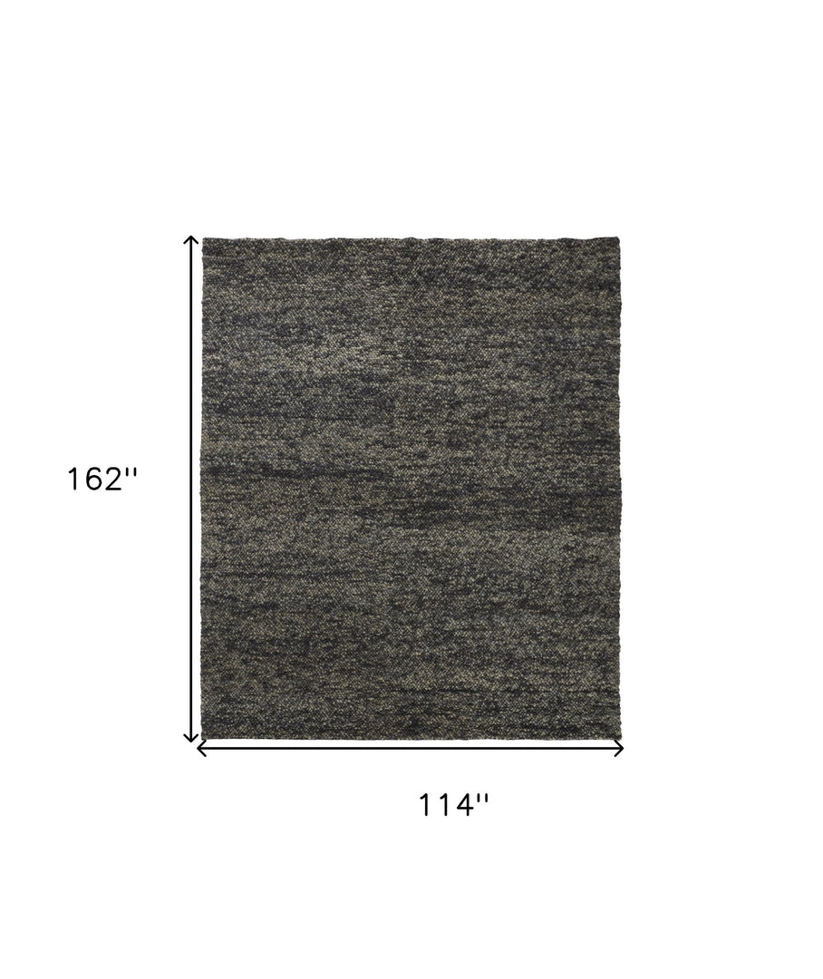 10' X 13' Gray Taupe And Black Wool Hand Woven Stain Resistant Area Rug