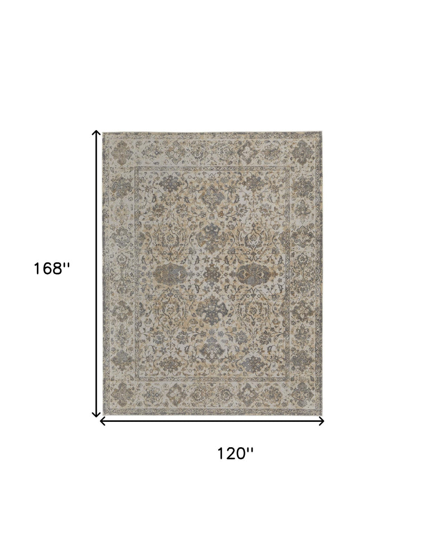 9' X 12' Ivory Tan And Gray Power Loom Area Rug