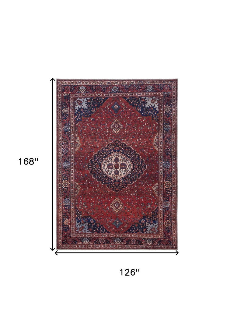 4' X 6' Red Blue And Tan Floral Power Loom Area Rug