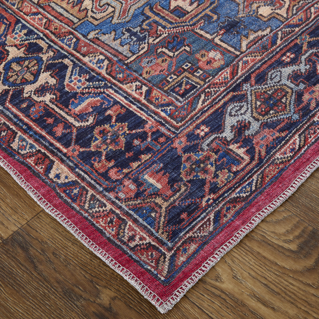 4' X 6' Red Tan And Blue Floral Power Loom Area Rug