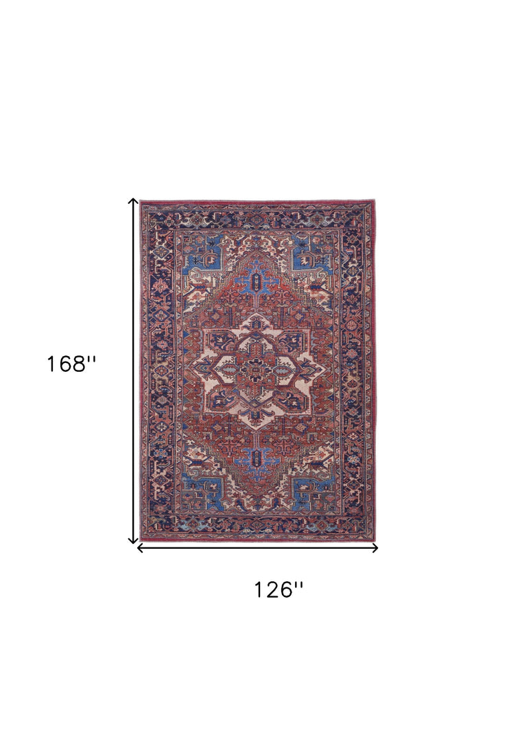 4' X 6' Red Tan And Blue Floral Power Loom Area Rug