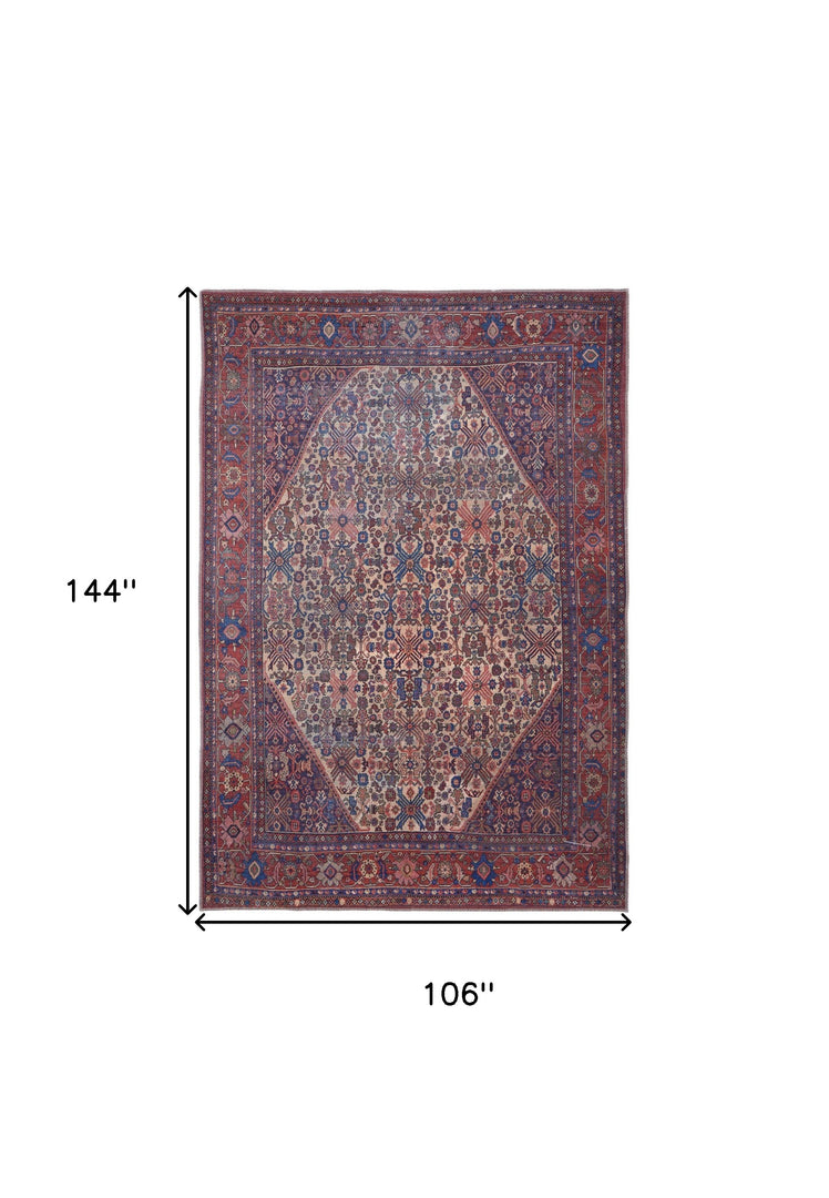 4' X 6' Red Tan And Blue Floral Power Loom Area Rug