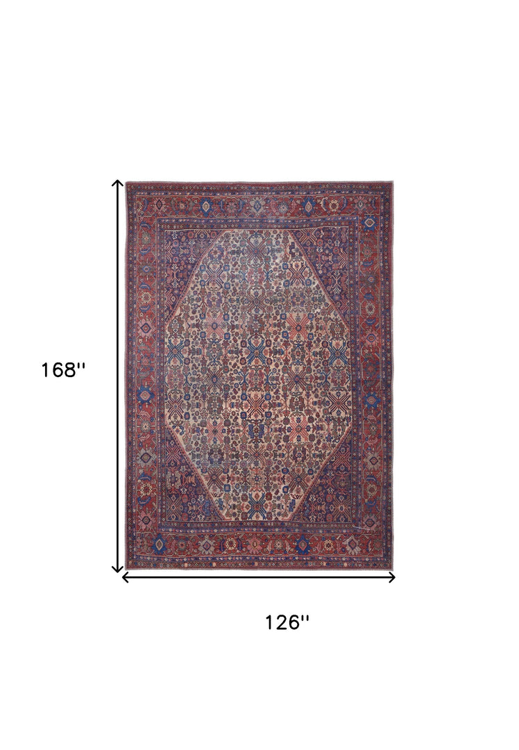 4' X 6' Red Tan And Blue Floral Power Loom Area Rug