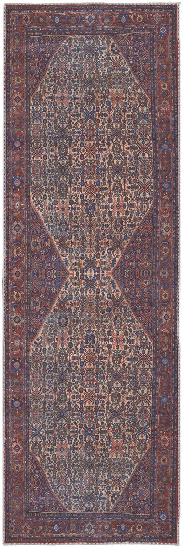 4' X 6' Red Tan And Blue Floral Power Loom Area Rug