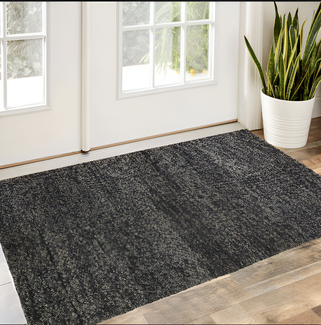 10' X 13' Gray Taupe And Black Wool Hand Woven Stain Resistant Area Rug