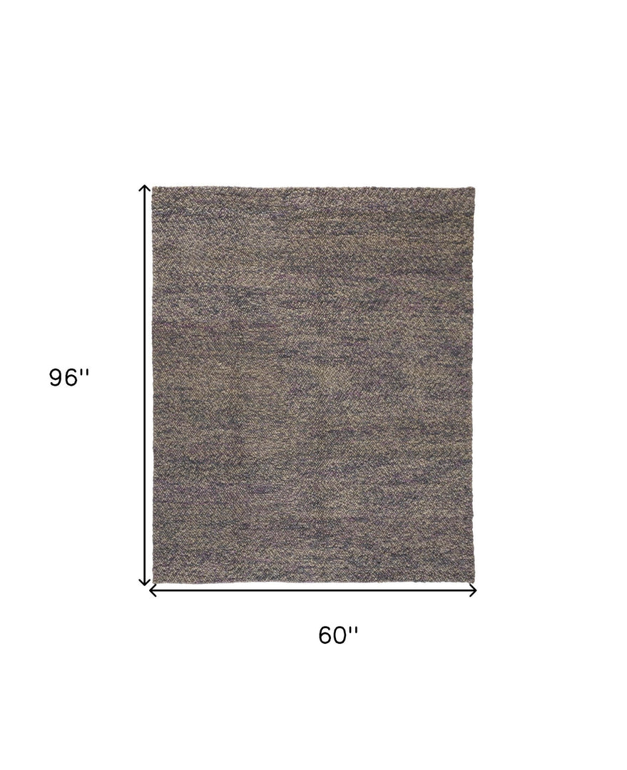 10' X 13' Gray Taupe And Black Wool Hand Woven Stain Resistant Area Rug