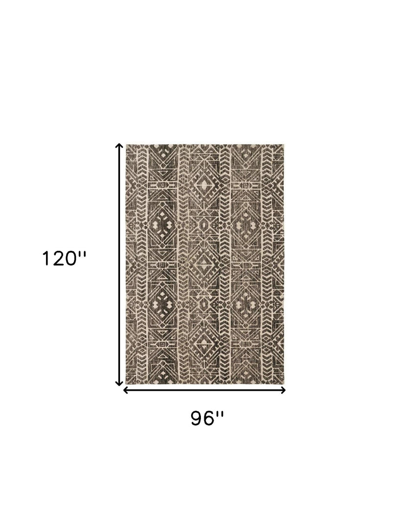 10' X 13' Brown Taupe And Ivory Striped Stain Resistant Area Rug