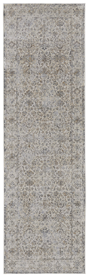 9' X 12' Ivory Tan And Gray Power Loom Area Rug