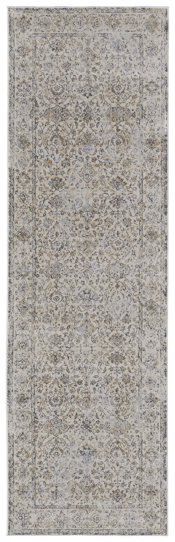 9' X 12' Ivory Tan And Gray Power Loom Area Rug