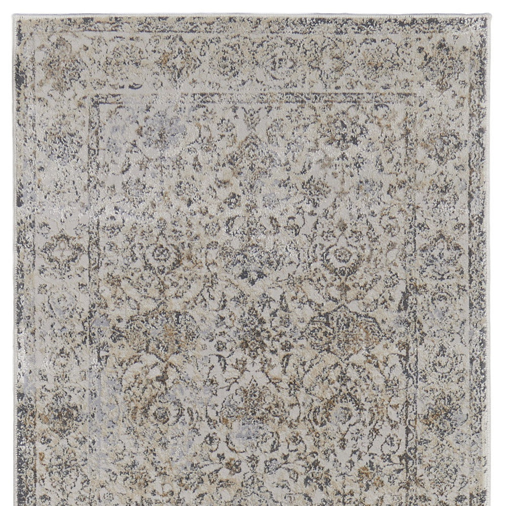 9' X 12' Ivory Tan And Gray Power Loom Area Rug