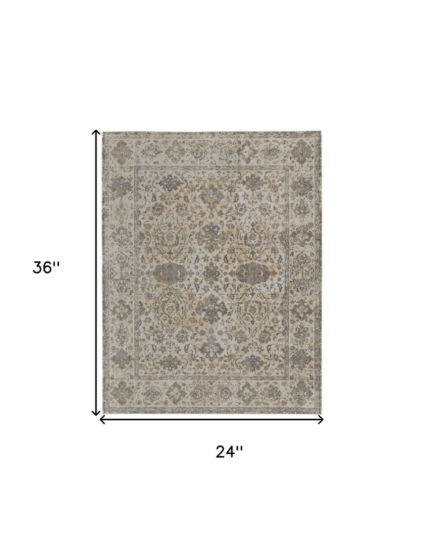 9' X 12' Ivory Tan And Gray Power Loom Area Rug