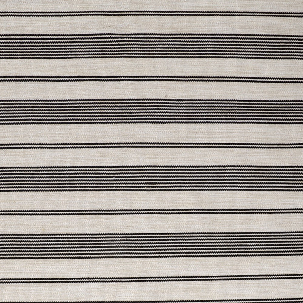 2' X 3' Black And White Striped Dhurrie Hand Woven Stain Resistant Area Rug