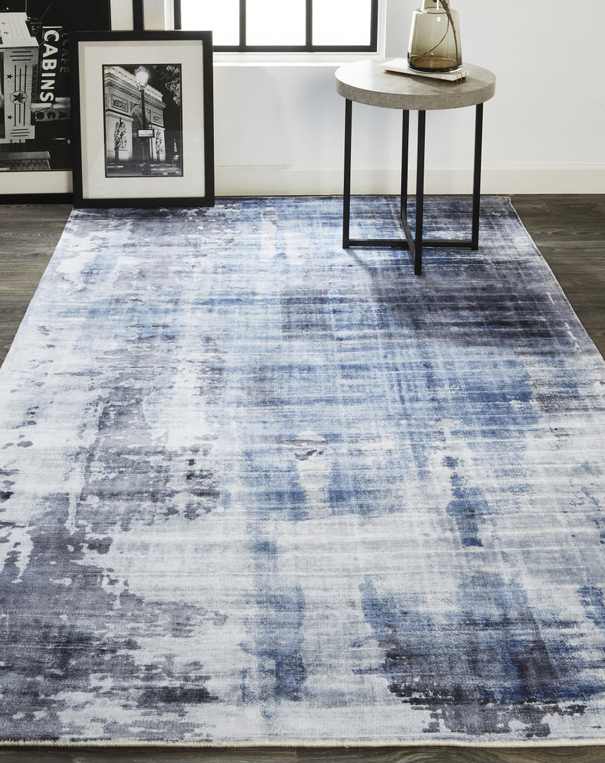 2' X 3' Blue Gray And Ivory Abstract Hand Woven Area Rug