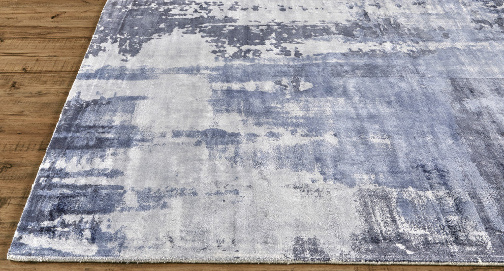 2' X 3' Blue Gray And Ivory Abstract Hand Woven Area Rug