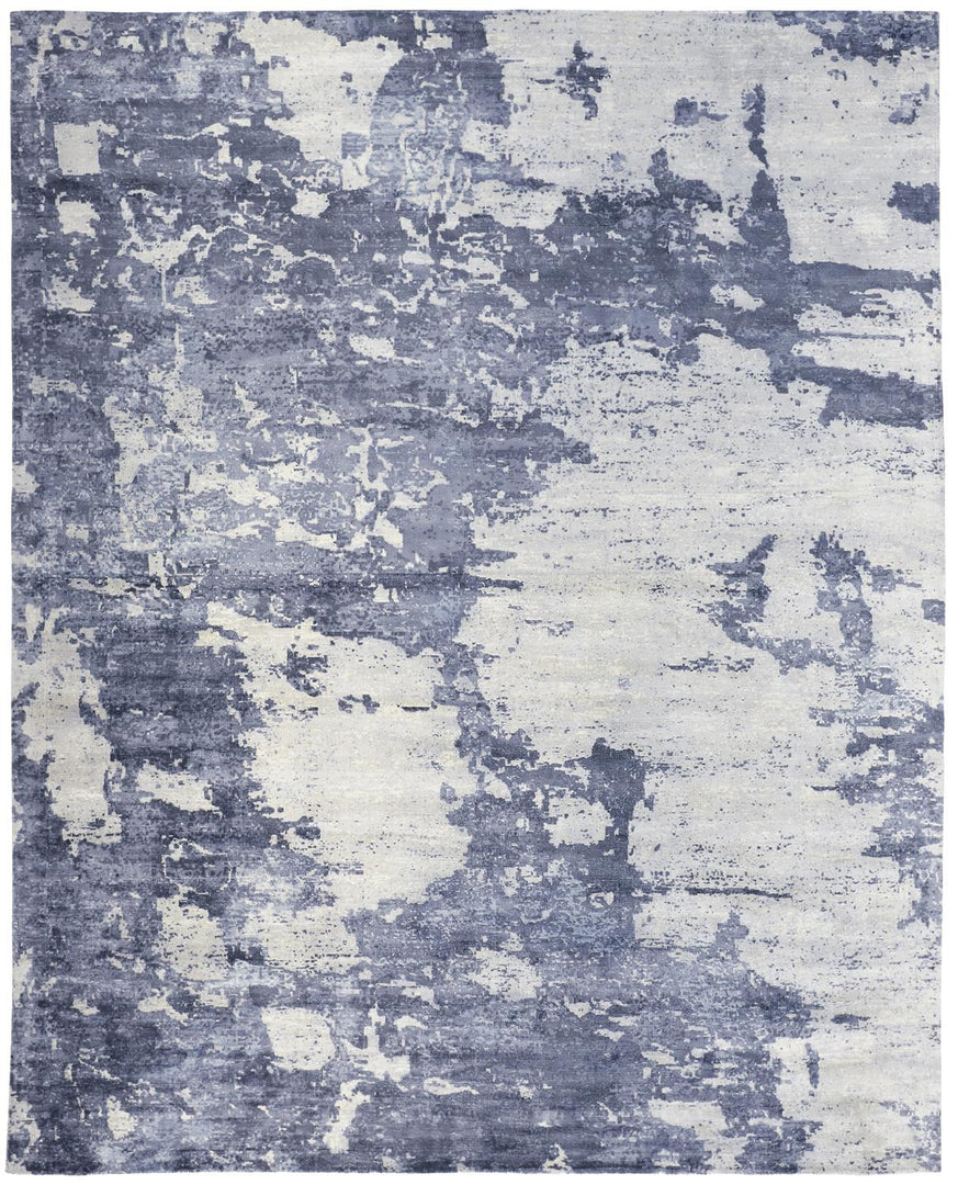 2' X 3' Blue Gray And Ivory Abstract Hand Woven Area Rug