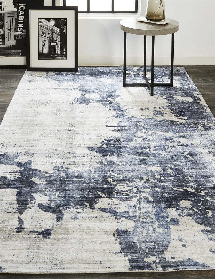 2' X 3' Blue Gray And Ivory Abstract Hand Woven Area Rug