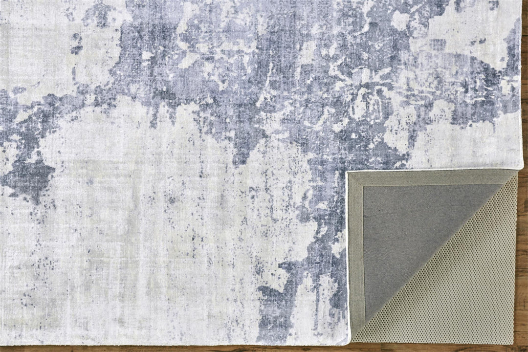 2' X 3' Blue Gray And Ivory Abstract Hand Woven Area Rug