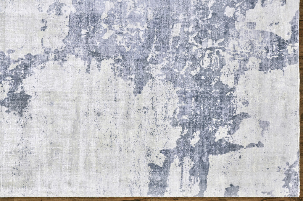 2' X 3' Blue Gray And Ivory Abstract Hand Woven Area Rug