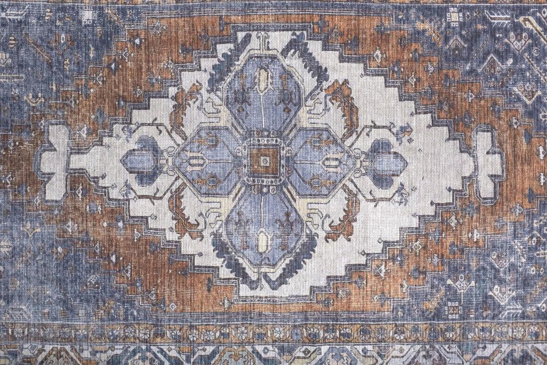 2' X 3' Blue Ivory And Brown Floral Area Rug