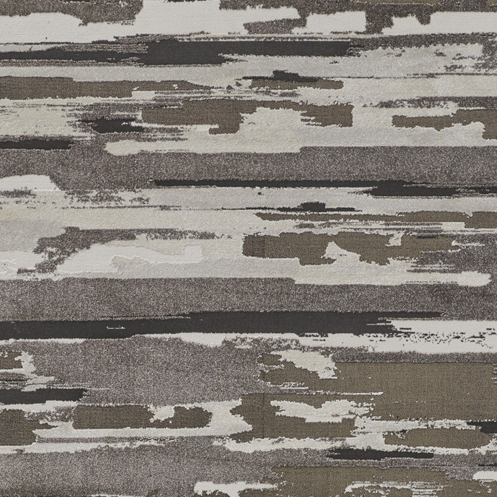 2' X 3' Brown and Ivory Abstract Power Loom Distressed Area Rug