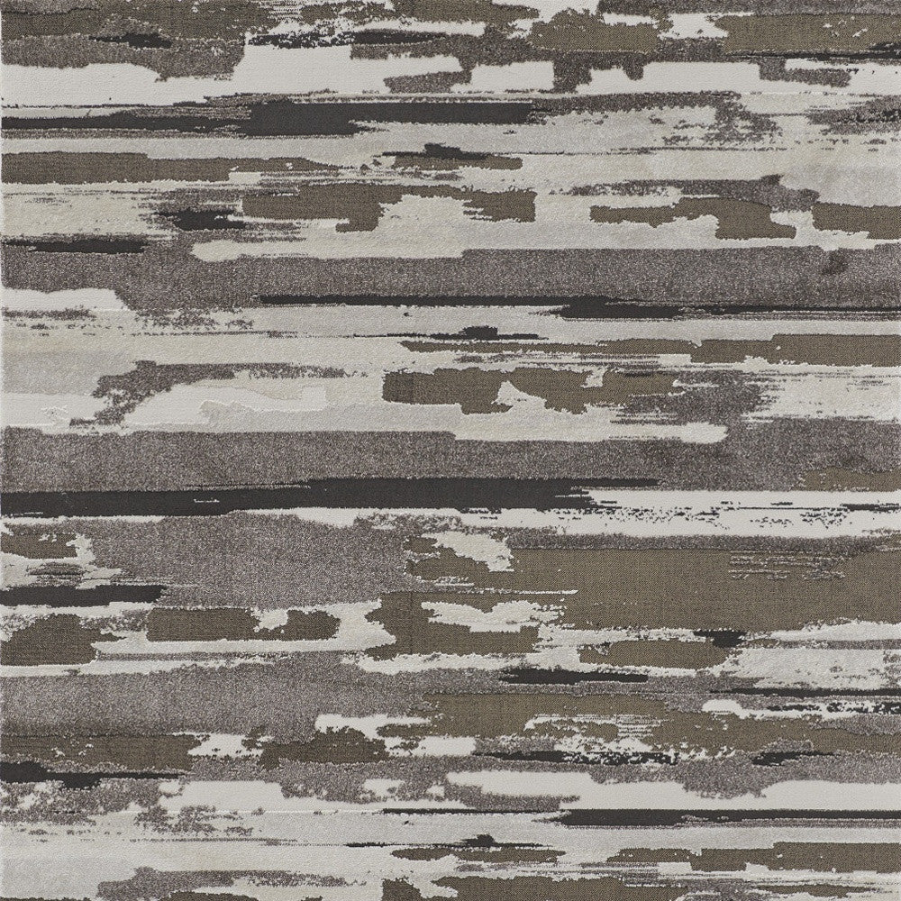 2' X 3' Brown and Ivory Abstract Power Loom Distressed Area Rug