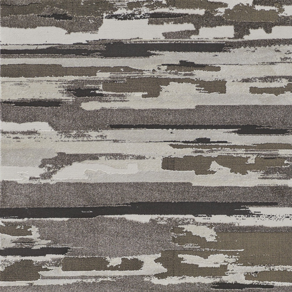 2' X 3' Brown and Ivory Abstract Power Loom Distressed Area Rug