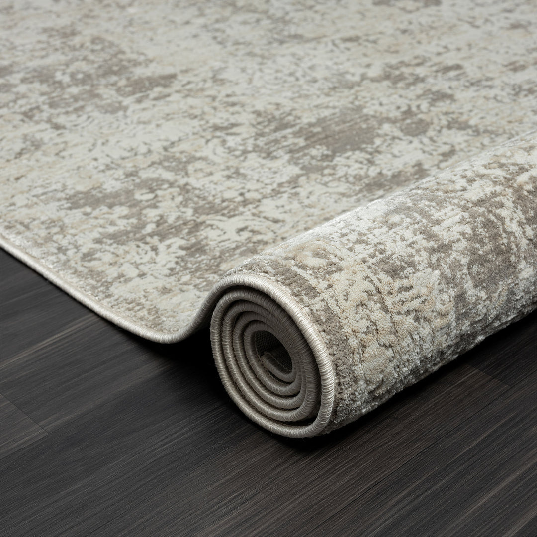 2' X 10' Gray Abstract Distressed Runner Rug