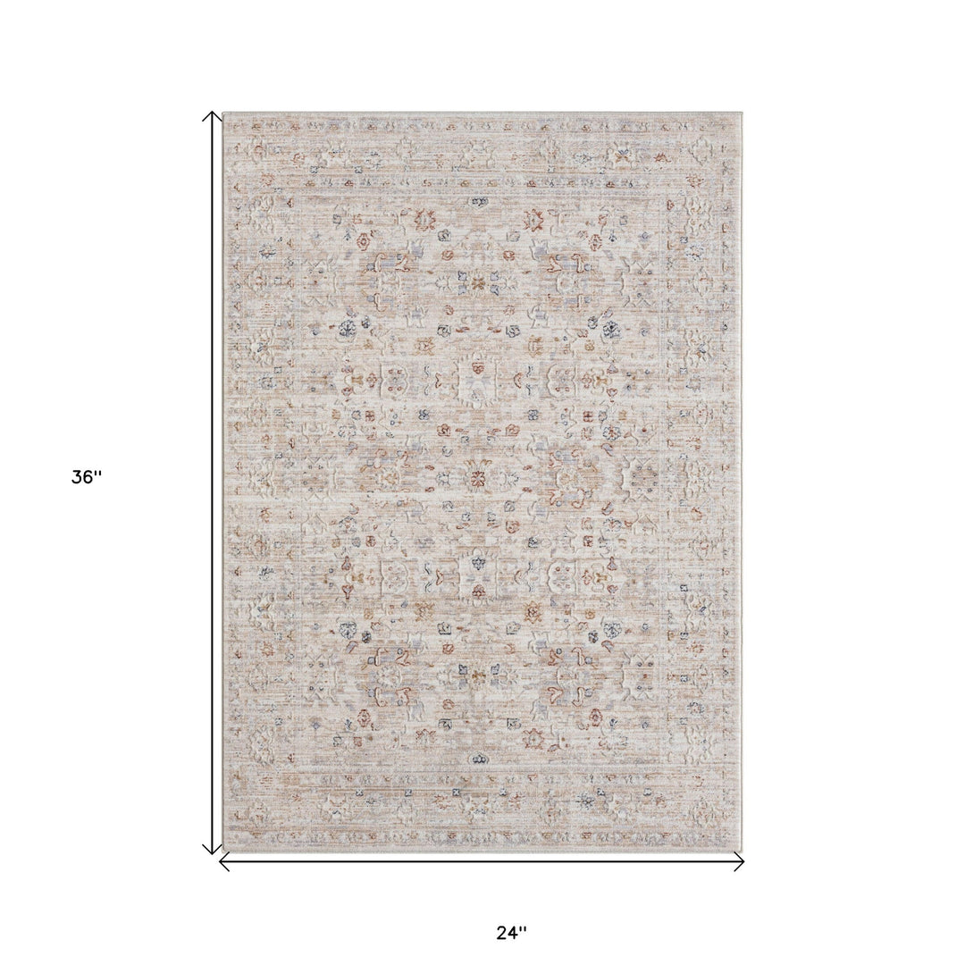 2' X 3' Beige Oriental Area Rug