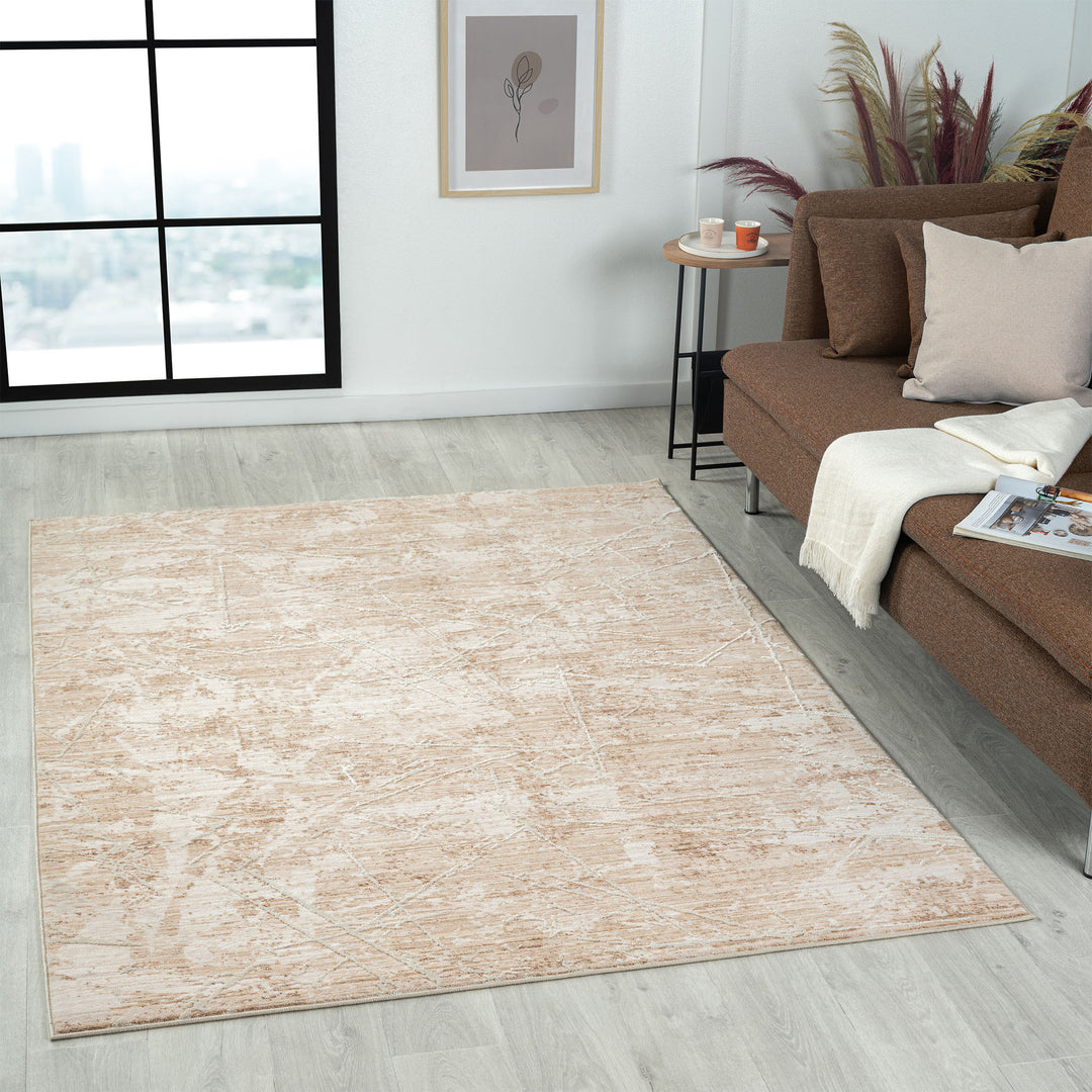 2' X 3' Beige Abstract Area Rug