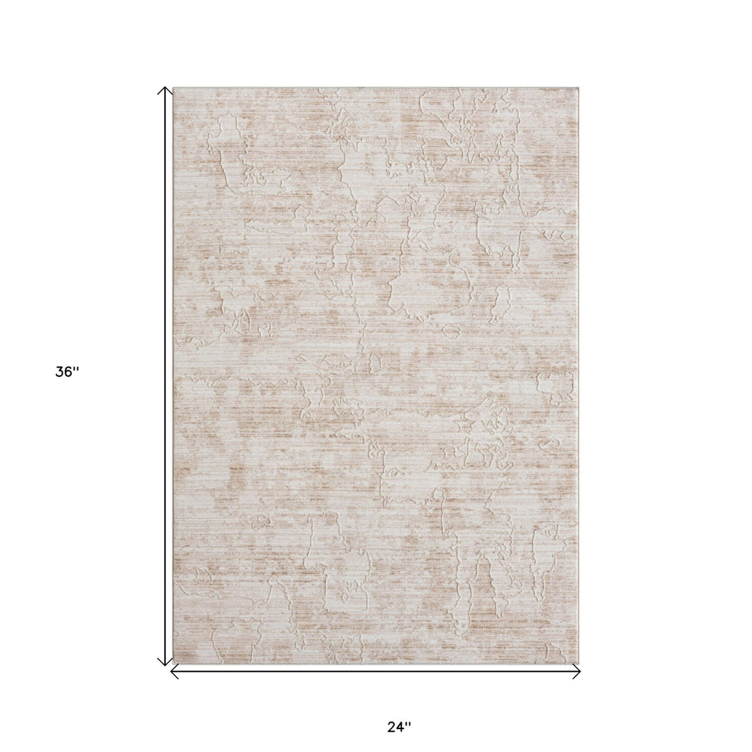 2' X 3' Beige Abstract Area Rug