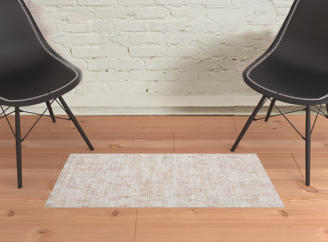 2' X 3' Beige Abstract Area Rug