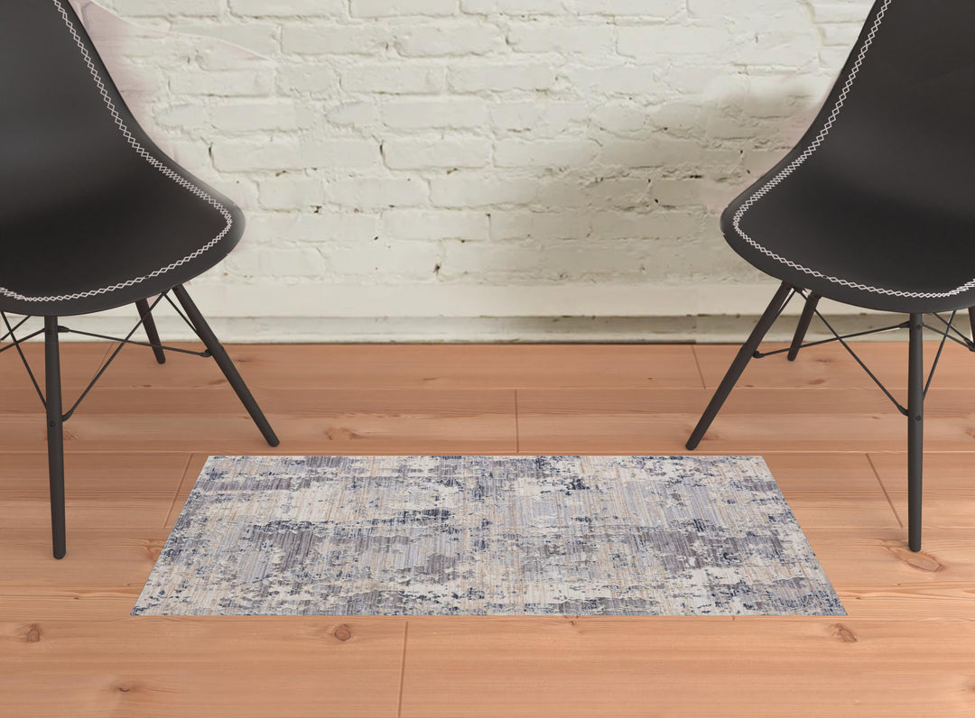 2' X 3' Beige Abstract Area Rug