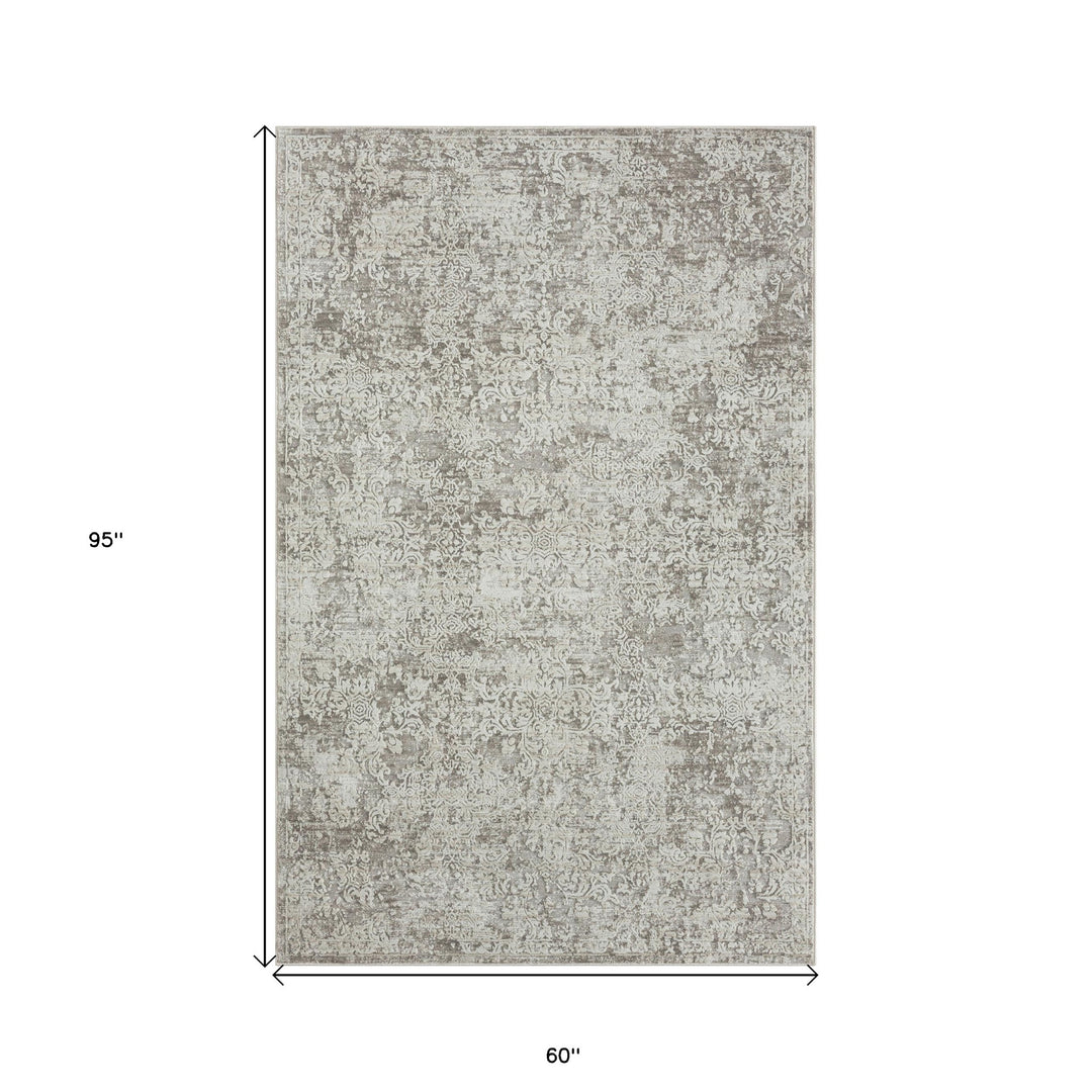 2' X 10' Gray Abstract Distressed Runner Rug