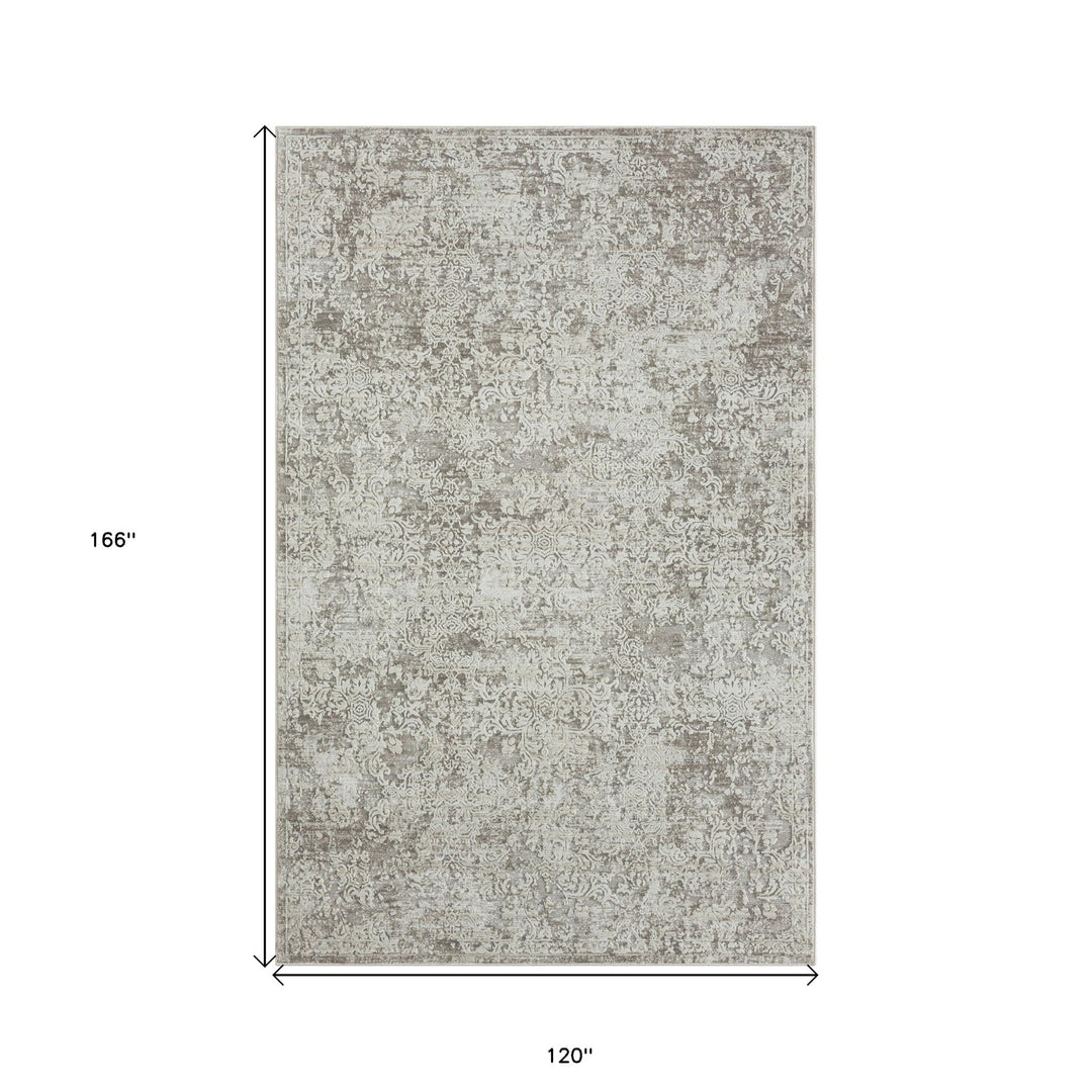 2' X 10' Gray Abstract Distressed Runner Rug