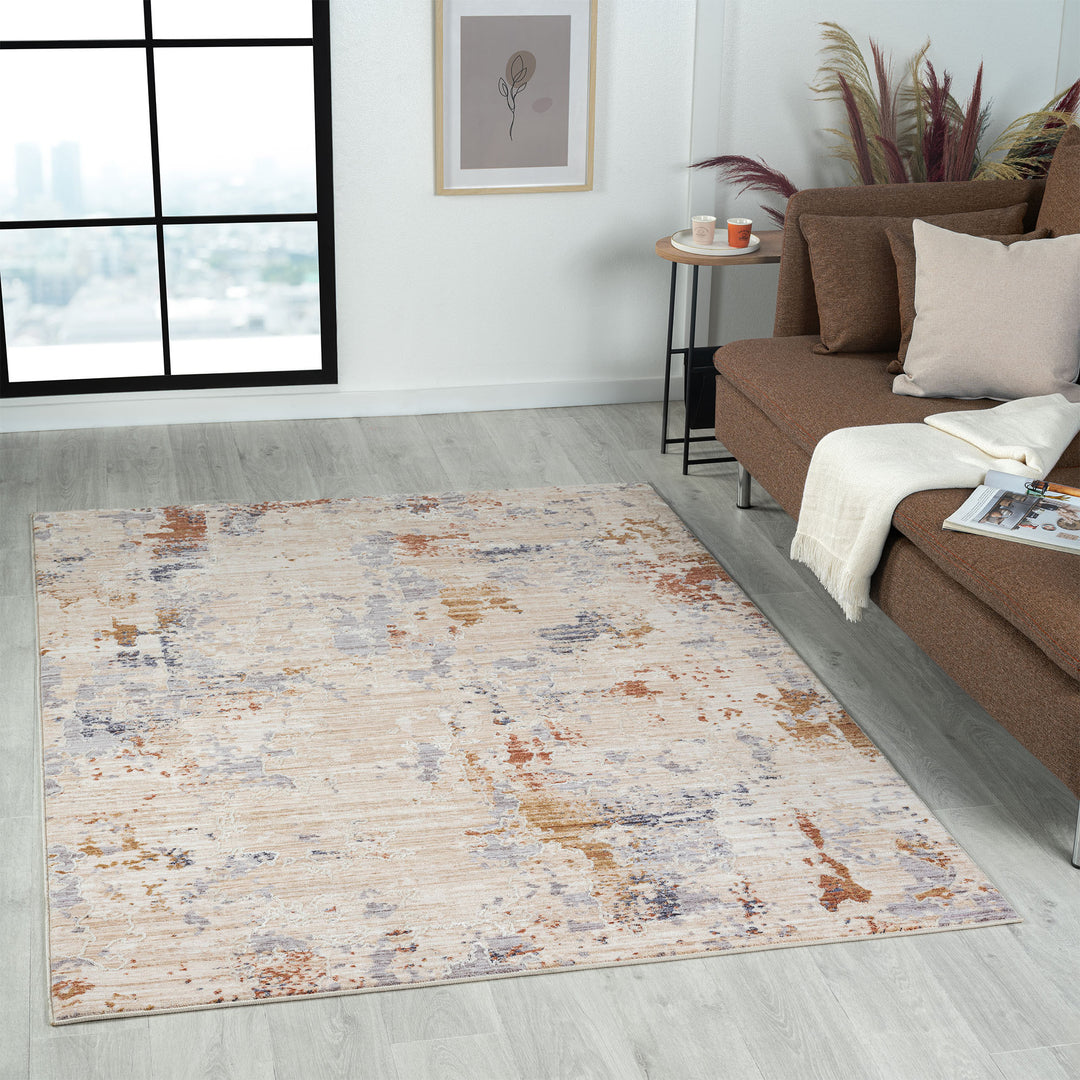 2' X 3' Beige Abstract Area Rug