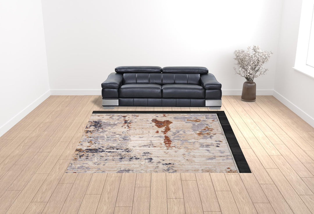 2' X 3' Beige Abstract Area Rug