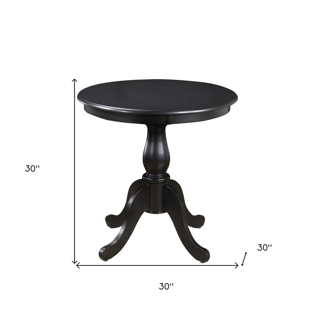 30" Antique Black Round Pedestal Base Dining Table