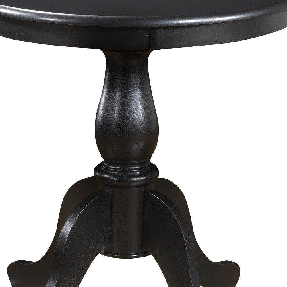 30" Antique Black Round Pedestal Base Dining Table