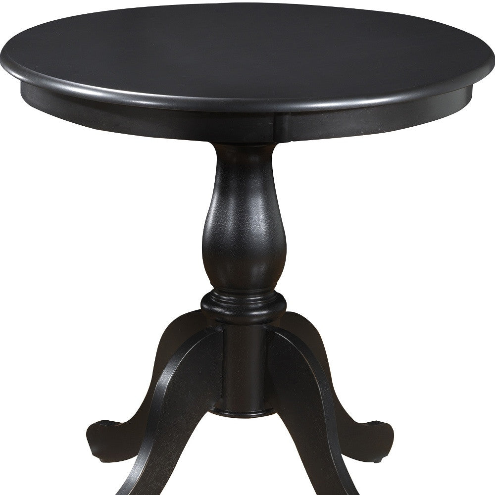 30" Antique Black Round Pedestal Base Dining Table