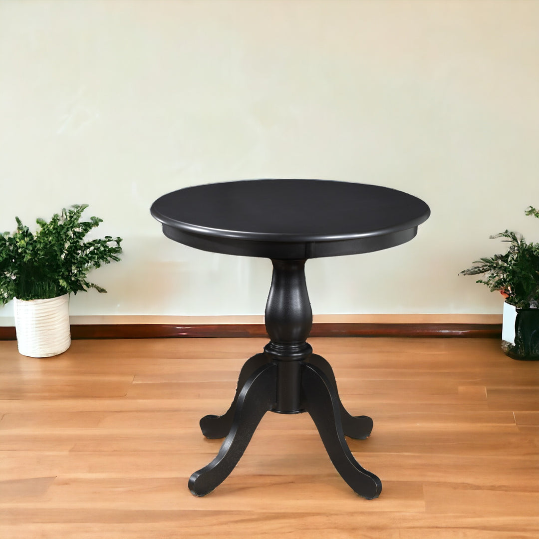 30" Antique Black Round Pedestal Base Dining Table