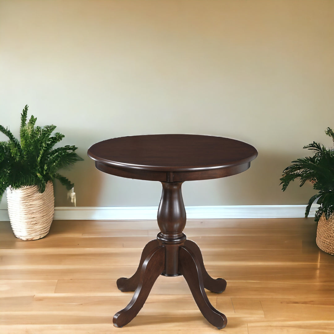 30-Inch Espresso Round Pedestal Dining Table