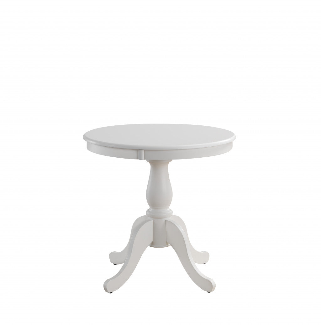 30" White Round Solid Wood Pedestal Dining Table