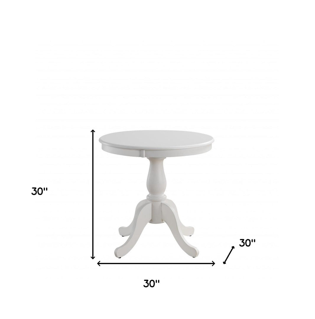 30" White Round Solid Wood Pedestal Dining Table