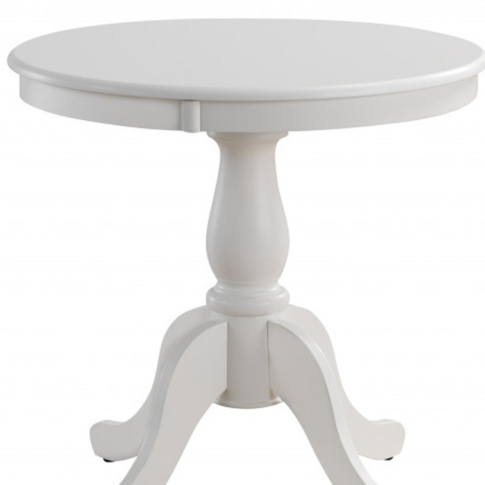 30" White Round Solid Wood Pedestal Dining Table