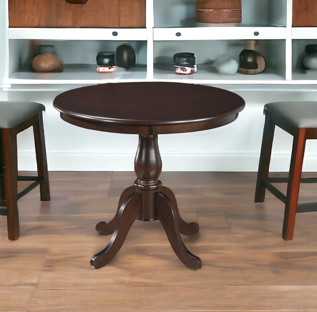 36" Espresso Round Pedestal Dining Table