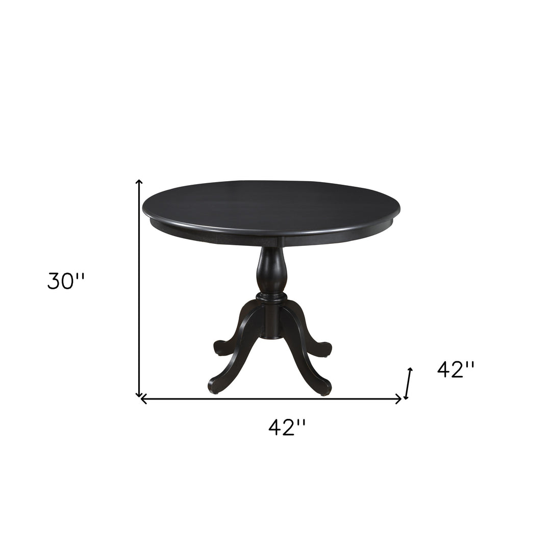 42" Black Round Pedestal Dining Table – Classic Sophistication for Modern Living