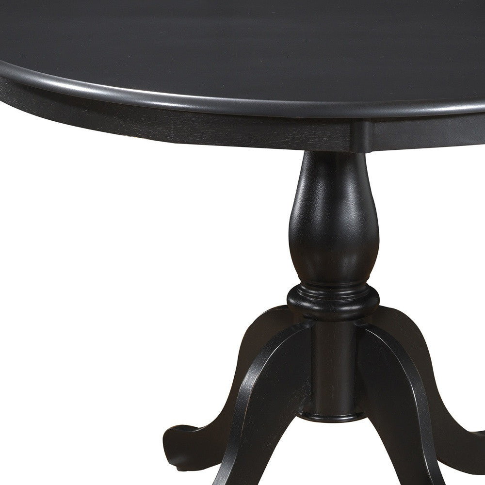 42" Black Round Pedestal Dining Table – Classic Sophistication for Modern Living