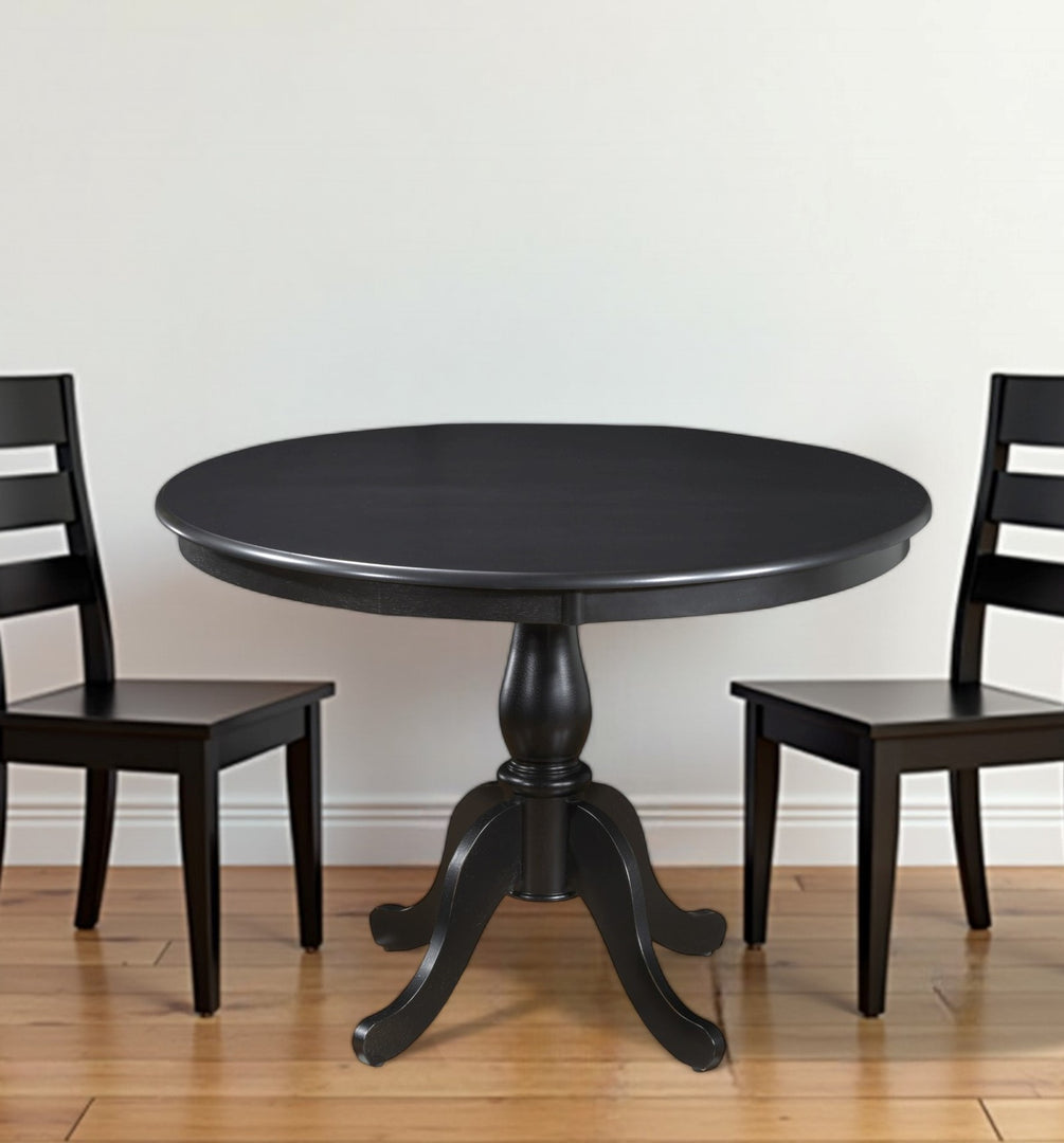 42" Black Round Pedestal Dining Table – Classic Sophistication for Modern Living